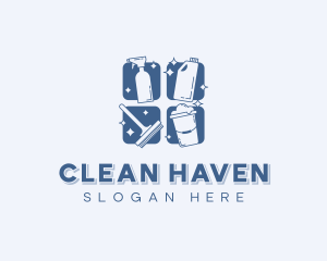 Sanitation Cleaning Tools logo design