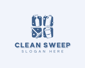 Sanitation Cleaning Tools logo design