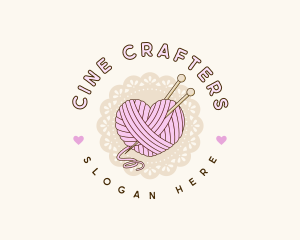 Crafty Heart Knitting logo design