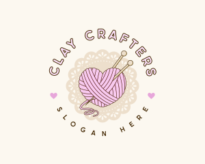 Crafty Heart Knitting logo design