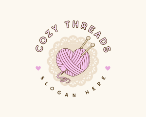 Crafty Heart Knitting logo design