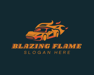 Flaming Sports Car Race logo design