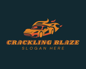 Flaming Sports Car Race logo design