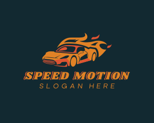 Flaming Sports Car Race logo design