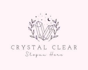 Leaf Spiritual Crystals logo design