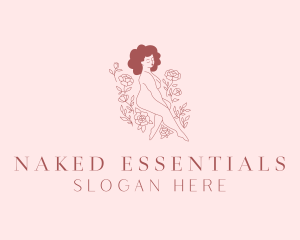 Naked Woman Flower Spa logo design