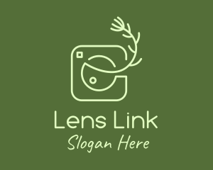 Camera Lens Leaf logo design