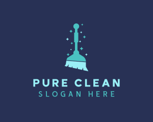 Housekeeper Clean Broom logo design