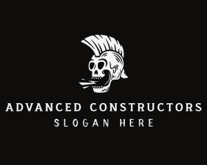 Mohawk Rockstar Skull Logo