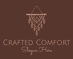 Boho Leaf Macrame Tapestry logo design