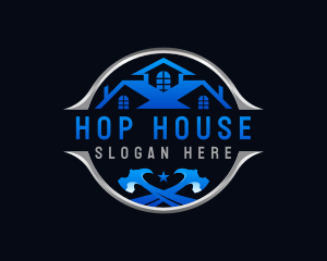 House Roofing Hammer logo design