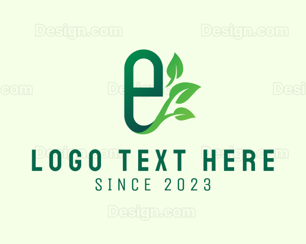 Organic Leaf Letter E Logo