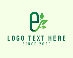 Organic Leaf Letter E logo