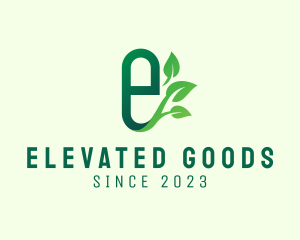 Organic Leaf Letter E logo design