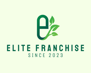 Organic Leaf Letter E logo design