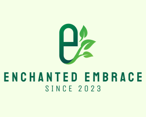 Organic Leaf Letter E logo design