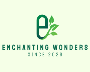 Organic Leaf Letter E logo design