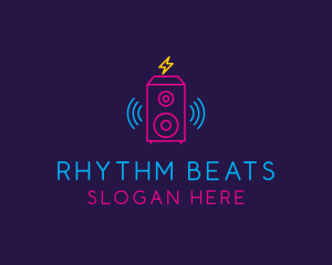 Neon Sound Speaker Beat logo design