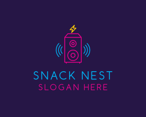 Neon Sound Speaker Beat logo design