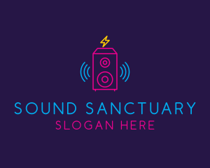 Neon Sound Speaker Beat logo design