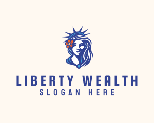 Liberty Statue Flower logo design