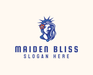 Liberty Statue Flower logo design