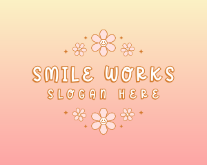 Quirky Smiley Flower logo design