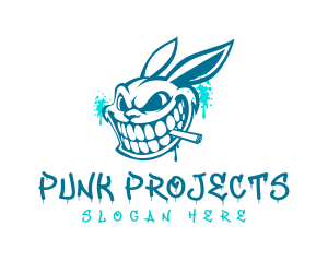 Smoking Punk Rabbit logo design