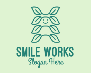 Monoline Leaf Smile logo design