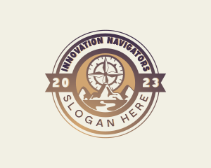 Navigation Compass Mountain logo design