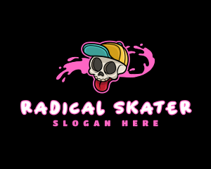 Skater Skull Graffiti logo design