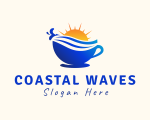 Coffee Cup Wave Sunshine logo design