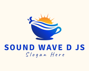 Coffee Cup Wave Sunshine logo design