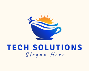 Coffee Cup Wave Sunshine logo