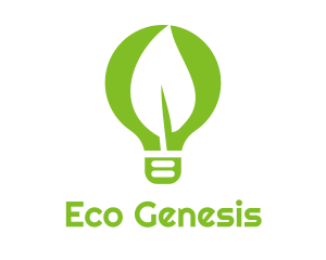 Eco Leaf Light Bulb logo design