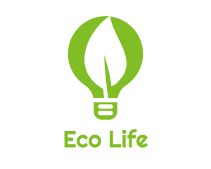 Eco Leaf Light Bulb logo design