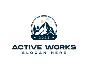 Hiking Mountain Summit logo design