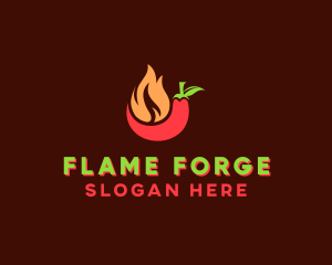 Flaming Chili Pepper logo design