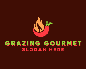 Flaming Chili Pepper logo design