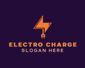 Lightning Electrical Plug logo design