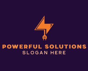 Lightning Electrical Plug logo design