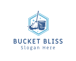 Cleaning Mop Bucket  logo design