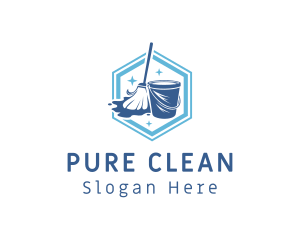 Cleaning Mop Bucket  logo design
