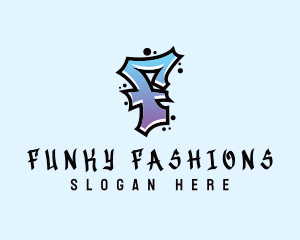 Funky Graffiti Letter F logo