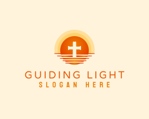 Sunset Horizon Cross logo design