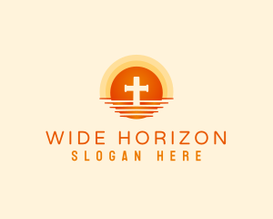 Sunset Horizon Cross logo design