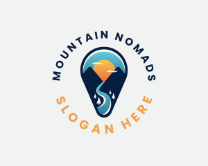 Pin Travel Mountain logo design