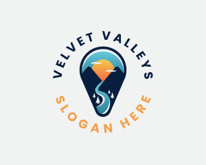 Pin Travel Mountain logo design