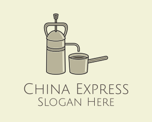 Steel French Press logo design