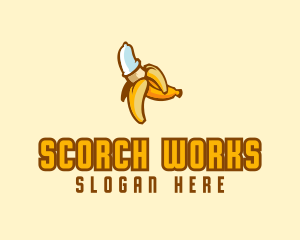 Naughty Condom Banana logo design